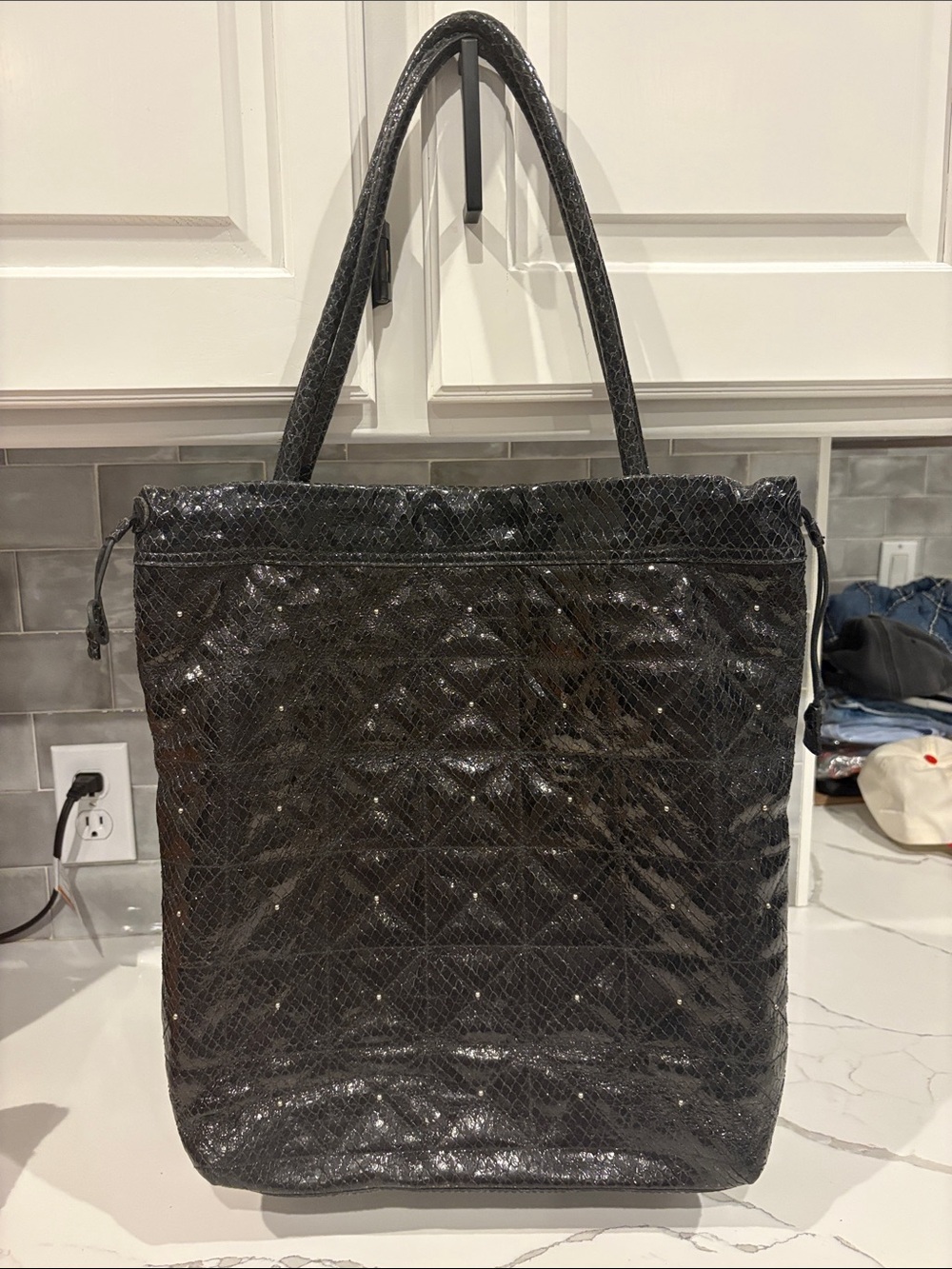 Furla Quilted Shiny Black Tote